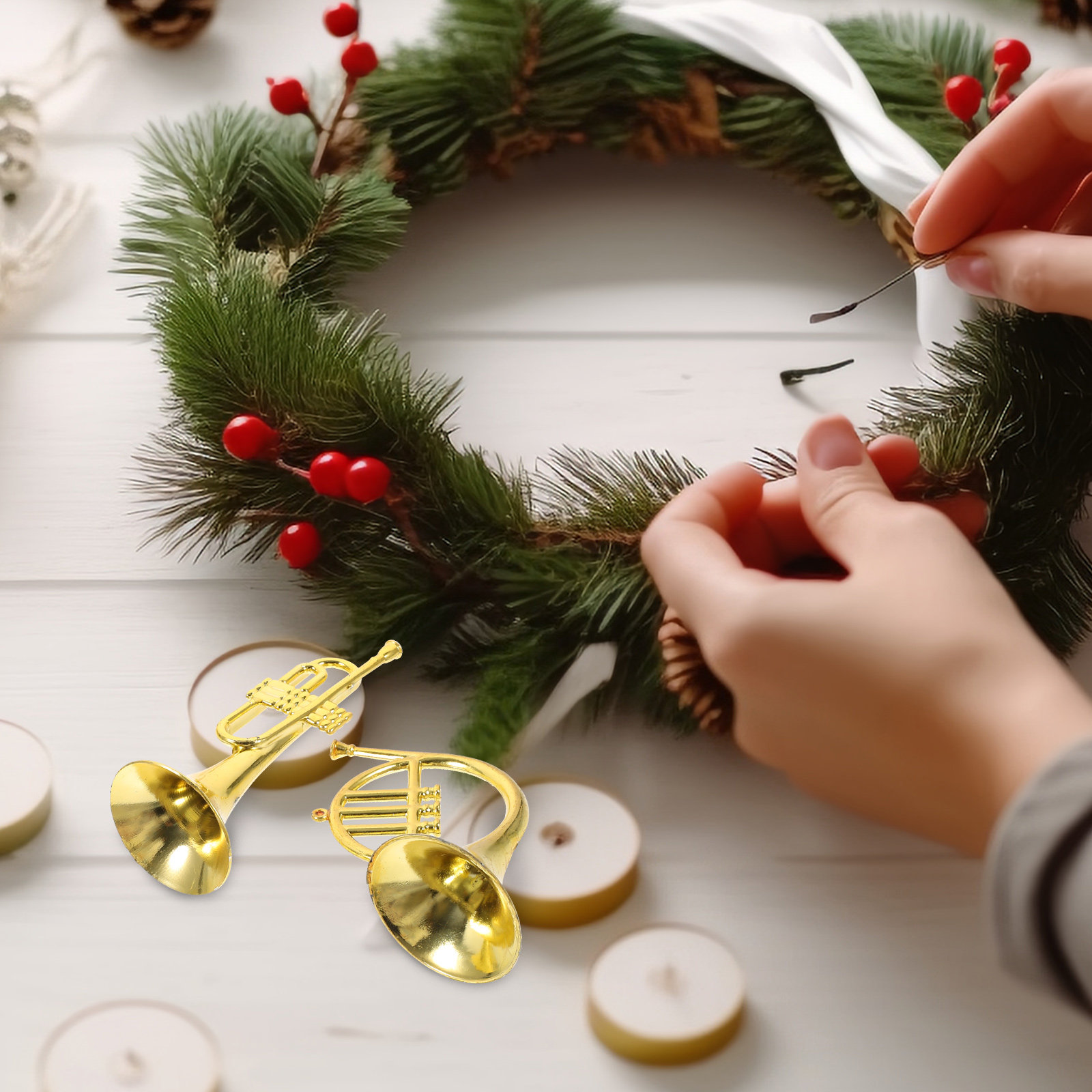 Musical Instrument Xmas Ornaments - 12Pcs Xmas Mini Musical Instruments Plastic