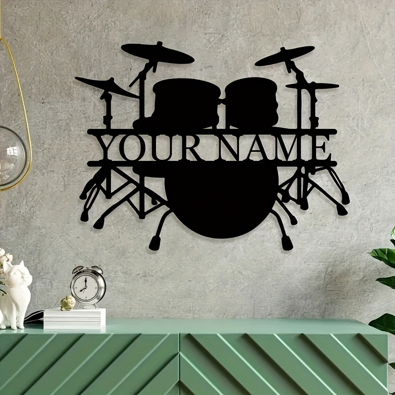 Musical Instrument And Name - Custom Drum Set Metal Wall Art