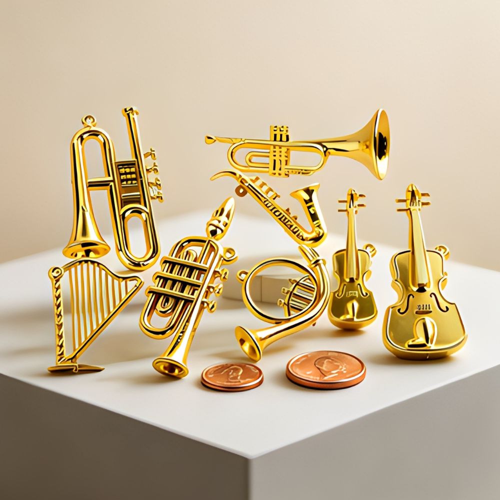 Musical Instrument Xmas Ornaments - 5/18pcs Random Mini Golden Musical Instrument