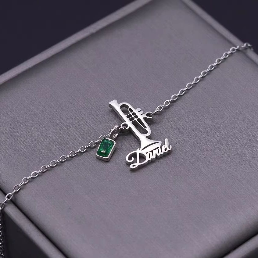 Musical Instrument And Name - Todorova Custom Name Trumpet Bracelet, Musical