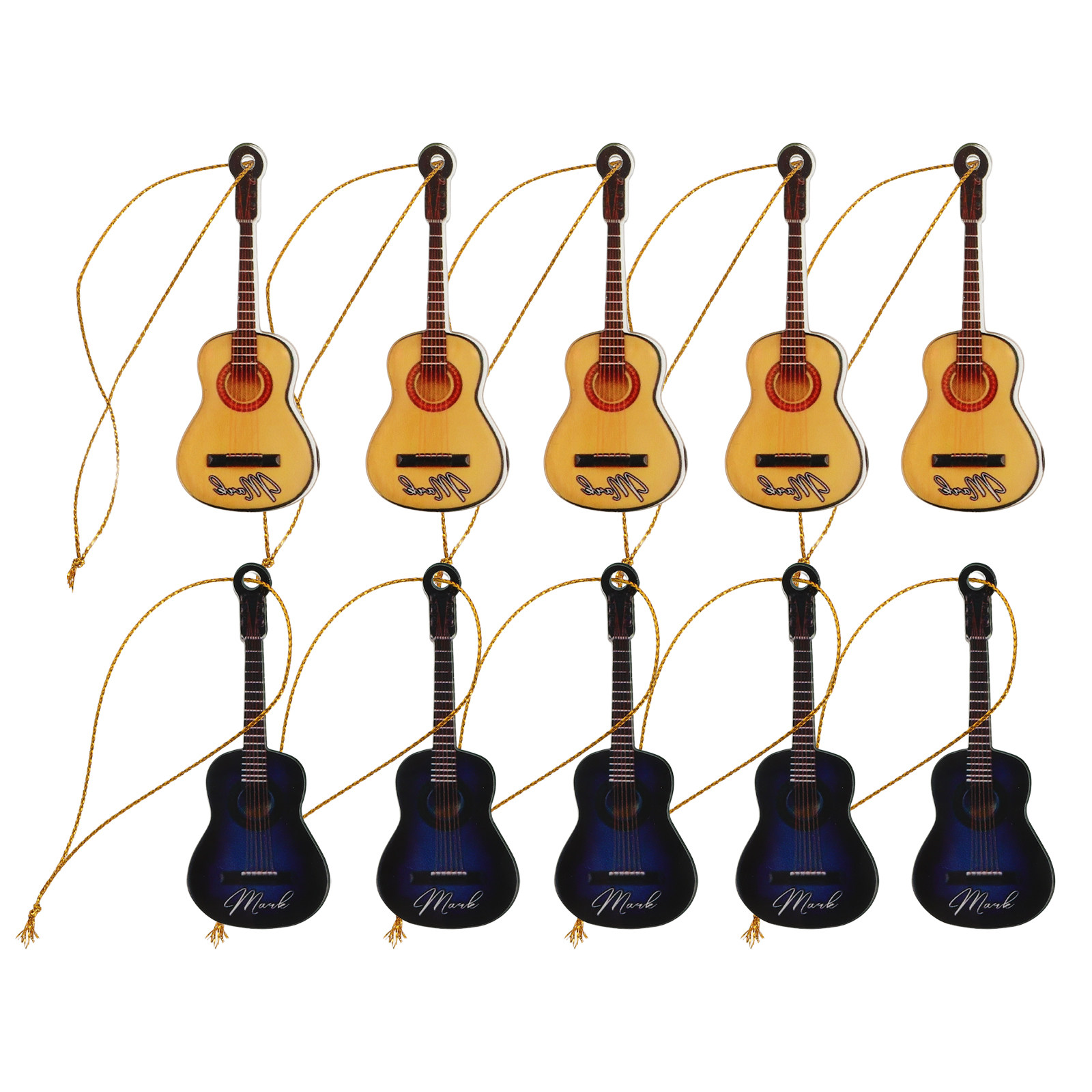 10Pcs Tiny Guitar Xmas Ornamen - Musical Instrument Xmas Ornaments ulasan dan harga