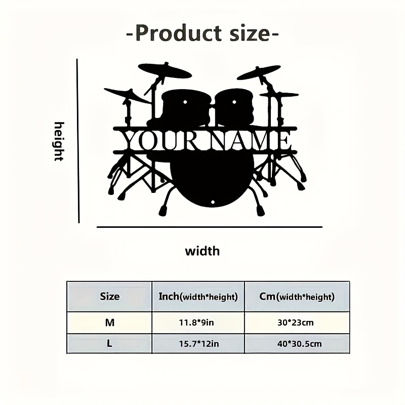 Custom Drum Set Metal Wall Art - Musical Instrument And Name ulasan dan harga