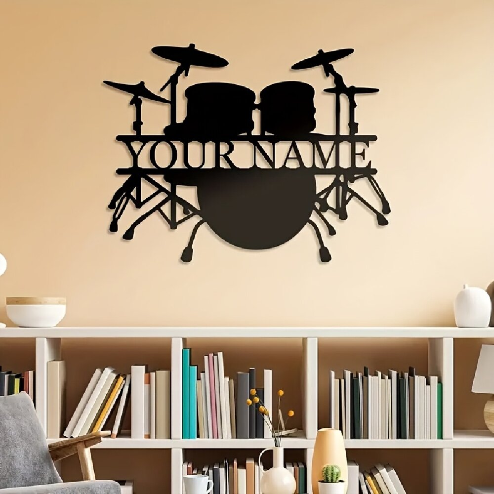 Custom Drum Set Metal Wall Art - Musical Instrument And Name ulasan dan harga
