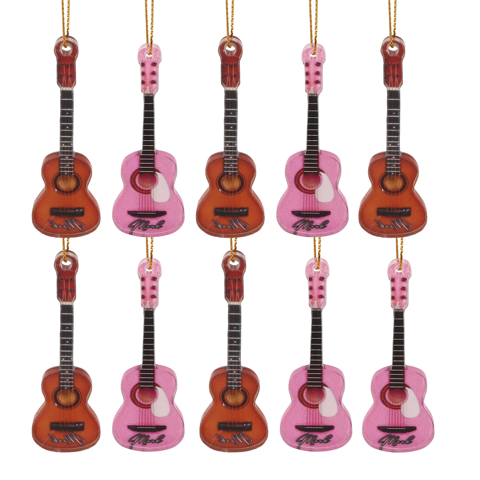 10Pcs Christmas Guitar Hanging - Musical Instrument Xmas Ornaments ulasan dan harga
