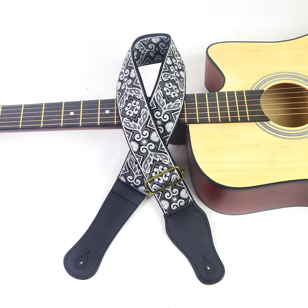 Guitar Strap Embroidered Print - Musical Instrument Types ulasan dan harga