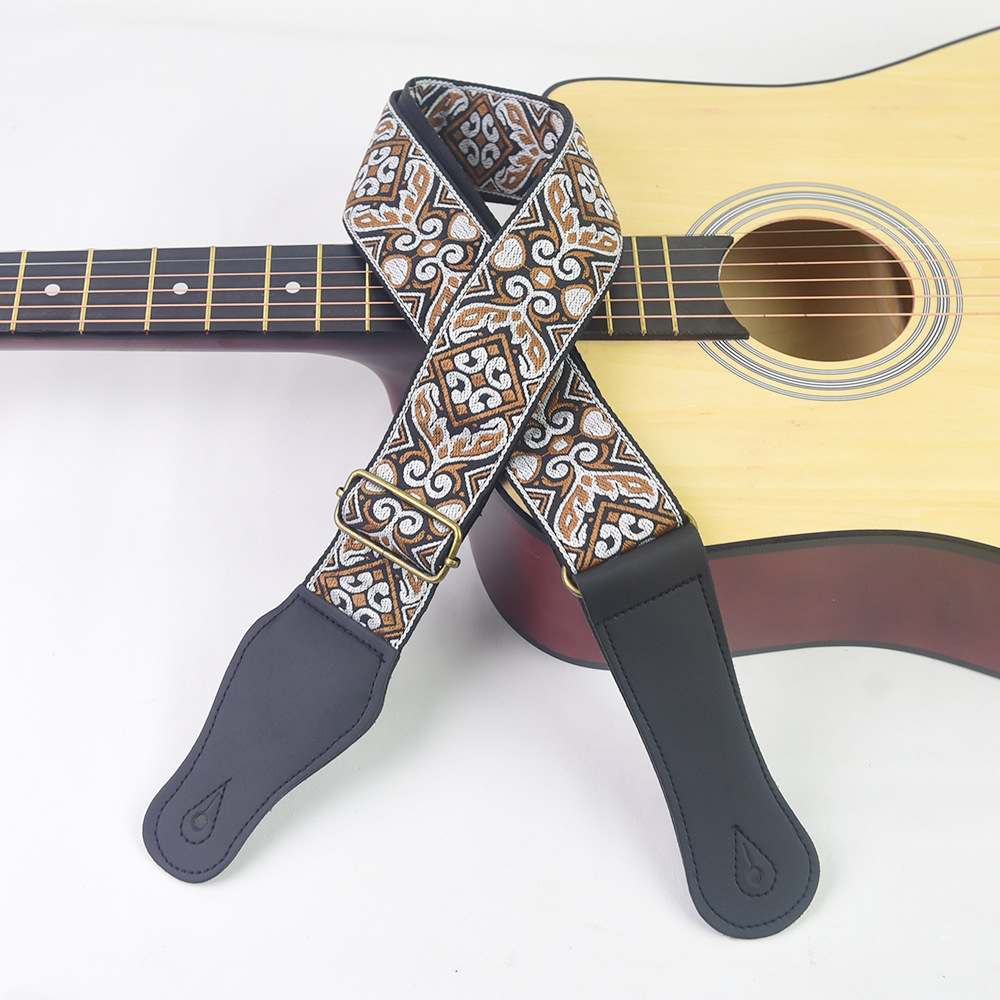 Guitar Strap Embroidered Print - Musical Instrument Types ulasan dan harga