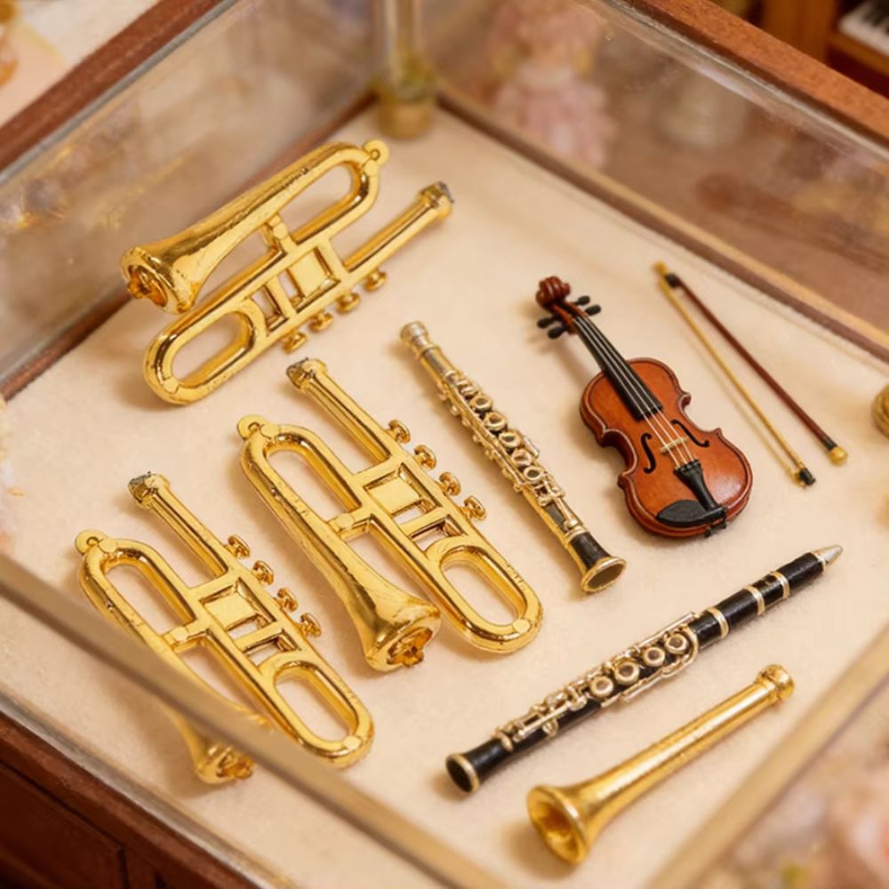 5/18pcs Random Mini Golden Mus - Musical Instrument Xmas Ornaments ulasan dan harga