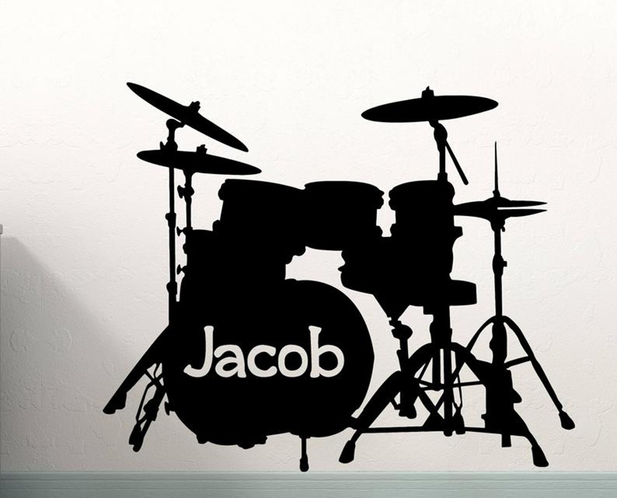 Drum Set Wall Decal Custom Nam - Musical Instrument And Name ulasan dan harga